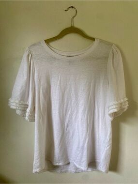 Chicos Women's White Fringe Tee, L